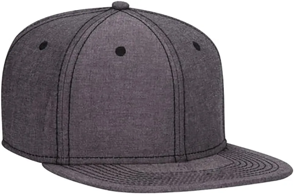 Ashen Fane 6 Panel Structured Mid Profile Flat Bill Adjustable Snapback Hat
