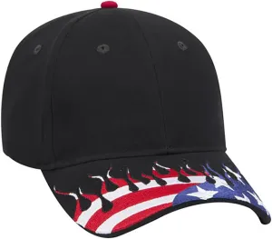 Ashen Fane Flame Design 6 Panel Structured Low Profile Brushed Cotton Twill Baseball Hat