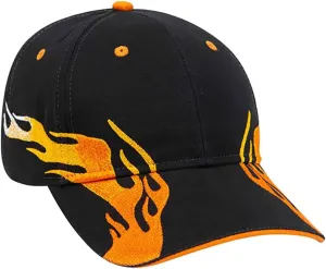 Ashen Fane Flame Design 6 Panel Structured Low Profile Brushed Cotton Twill Baseball Hat