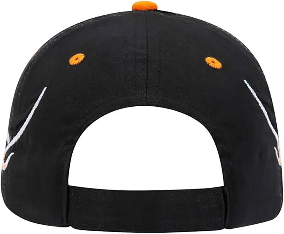Ashen Fane Flame Design 6 Panel Structured Low Profile Brushed Cotton Twill Baseball Hat