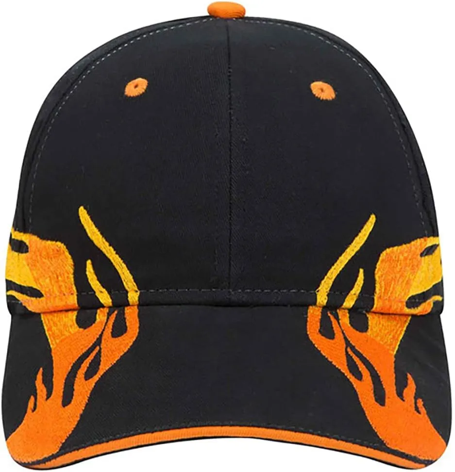 Ashen Fane Flame Design 6 Panel Structured Low Profile Brushed Cotton Twill Baseball Hat