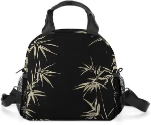 Asian Bamboo Lunch Bag for Women Men Insulated Lunch Box Leakproof Lunch Tote Bag for Picnic Work Beach