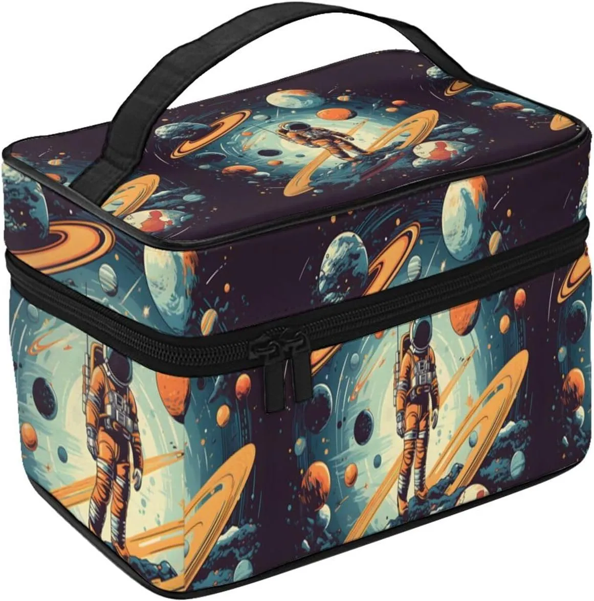 Astronauts Planet Makeup Bag for Women Travel Cosmetic Bag Large Makeup Case Portable Toiletry Skincare Organizer Bag