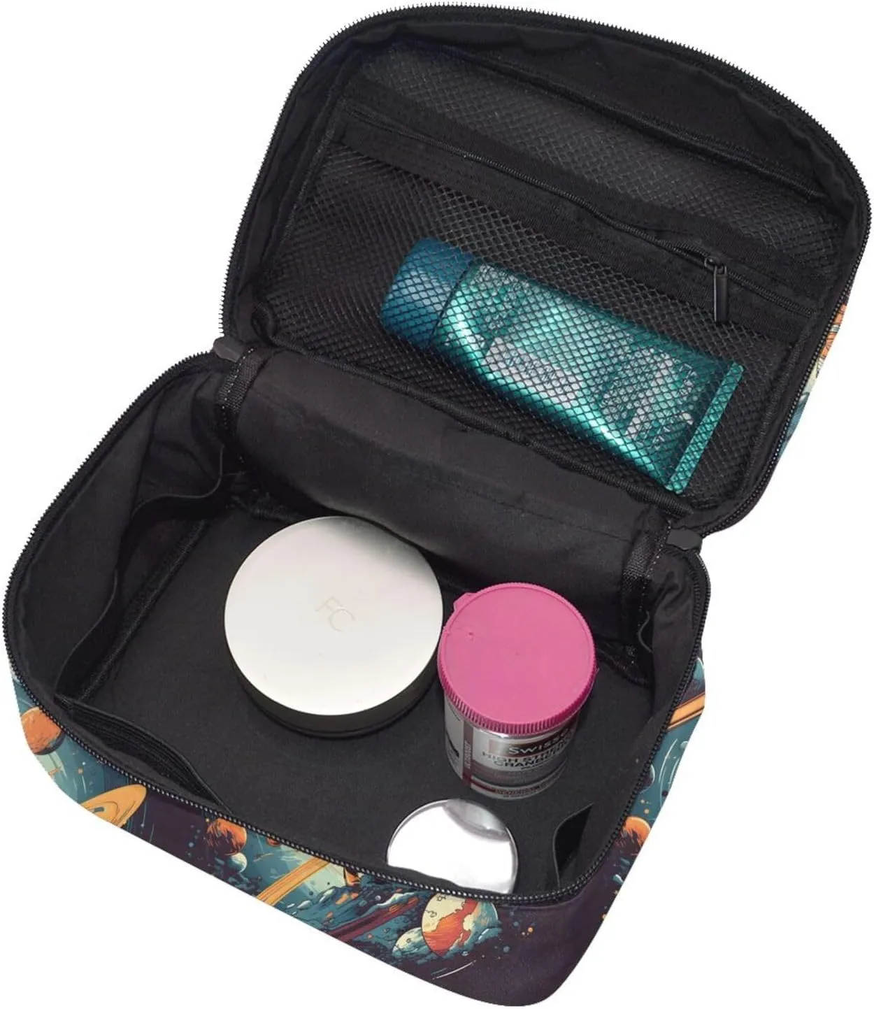 Astronauts Planet Makeup Bag for Women Travel Cosmetic Bag Large Makeup Case Portable Toiletry Skincare Organizer Bag