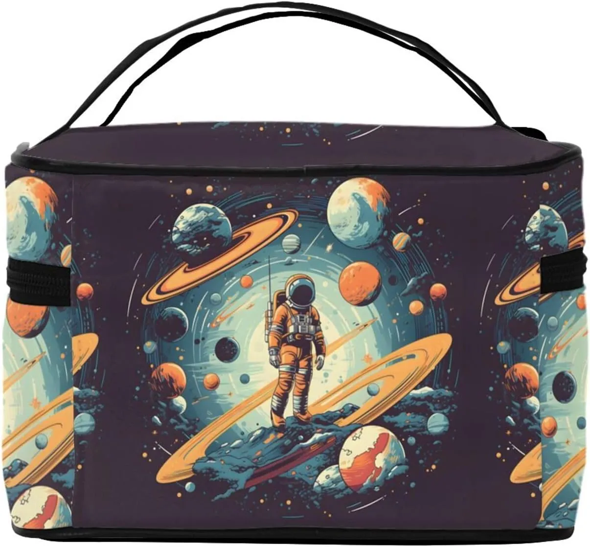 Astronauts Planet Makeup Bag for Women Travel Cosmetic Bag Large Makeup Case Portable Toiletry Skincare Organizer Bag
