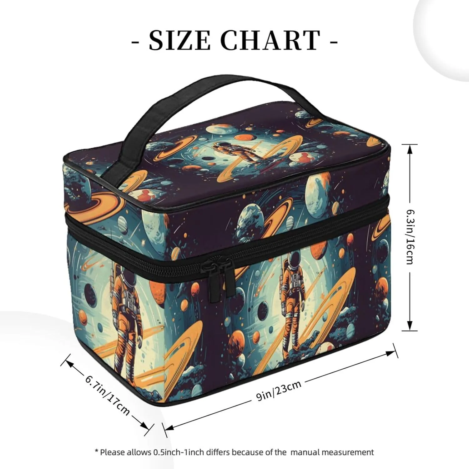 Astronauts Planet Makeup Bag for Women Travel Cosmetic Bag Large Makeup Case Portable Toiletry Skincare Organizer Bag