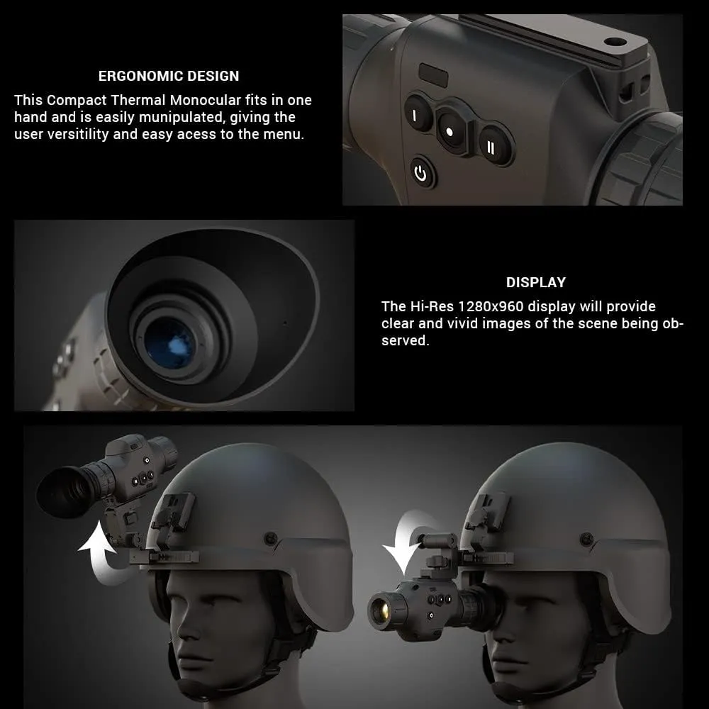 ATN Odin LT 320 Compact Thermal Monocular with 320x240, 60 fps, 12µm Thermal Sensor | Magnification | Helmet/Head Mount Compatible | Exclusive Signature Series Kit