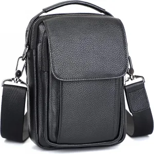 Augus Leather Small Messenger Bag For Men Crossbody Handbag Shoulder Sling Travel Bags for Men Purse Daypack Magnetic Buckle