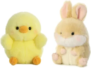 Aurora Bundle of 2 5" Beanbag Stuffed Animals: Chickadee Chick and Lively Bunny