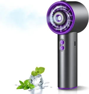 Ausic Portable Handheld Turbo Fan with Mist, High-Speed Personal Mini Misting Fans, 3 Speeds Rechargeable Battery Operated Small Fan for Travel/Outdoor/Home/Office/Makeup/Gift (Grey)