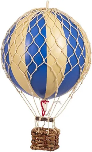 Authentic Models, Floating The Skies Air Balloon, Hanging Home Decor - 5.3 Inch Height, Historic Hot Air Balloon Model for Home Decor, Detailed Vintage Decorations to Hang from Ceiling - Blue Double