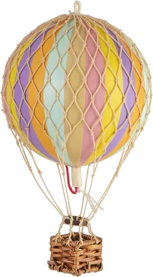 Authentic Models, Floating The Skies Air Balloon, Hanging Home Decor - 5.3 Inch Height, Historic Hot Air Balloon Model for Home Decor, Detailed Vintage Decorations to Hang from Ceiling- Rainbow Pastel