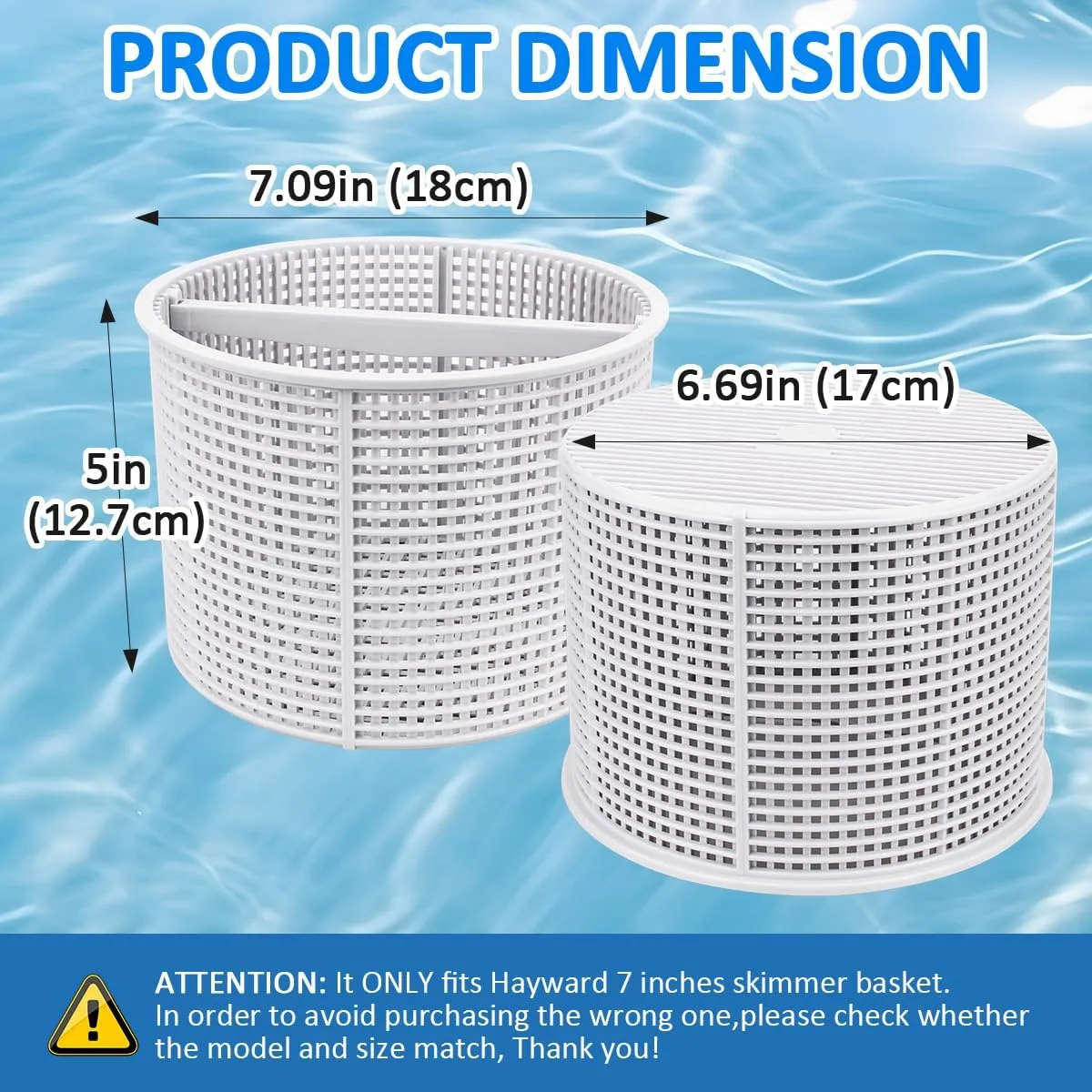 B-152 Replacement Basket for Hayward Swimming Pool Skimmer Basket SPX1082CA 1082CA 7" B152 - White