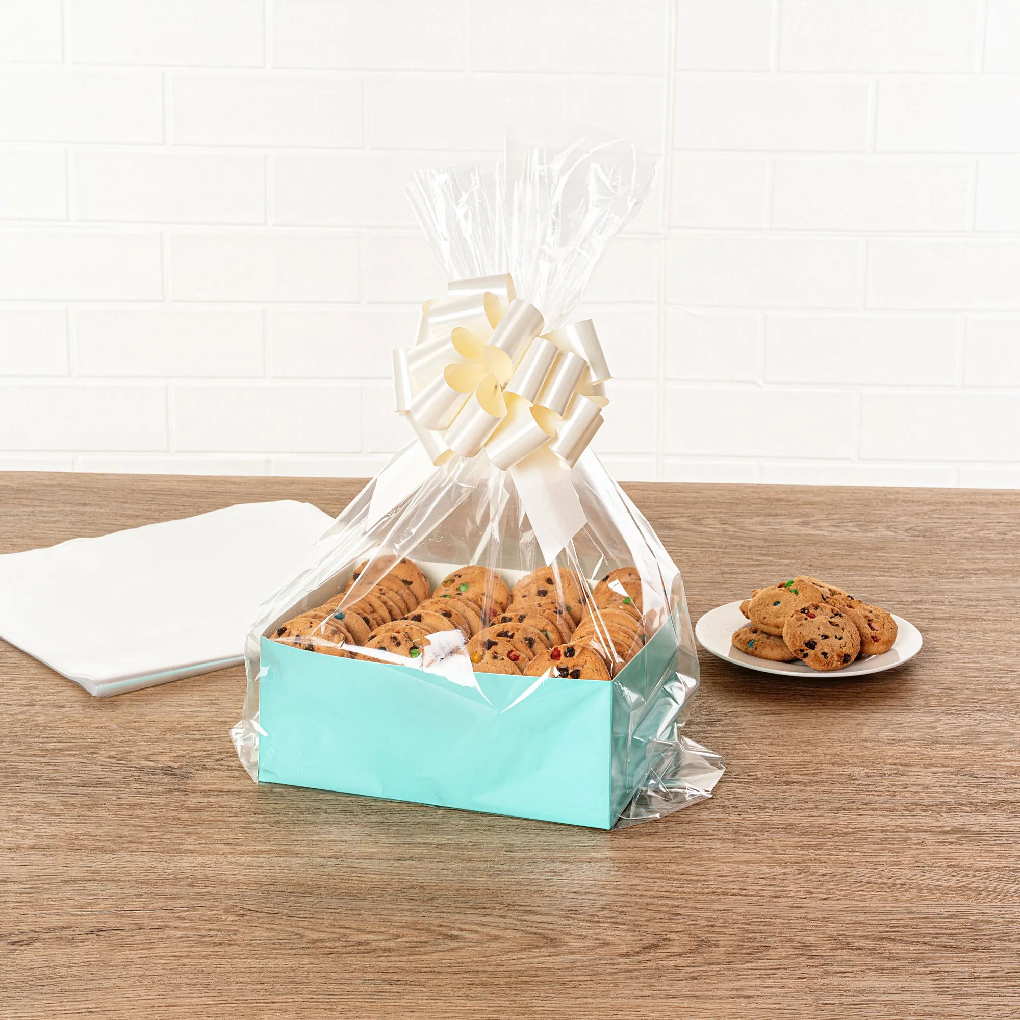 Bag Tek Clear Plastic Gift Basket Bag - Gusseted - 12" x 4" x 20" - 100 count box