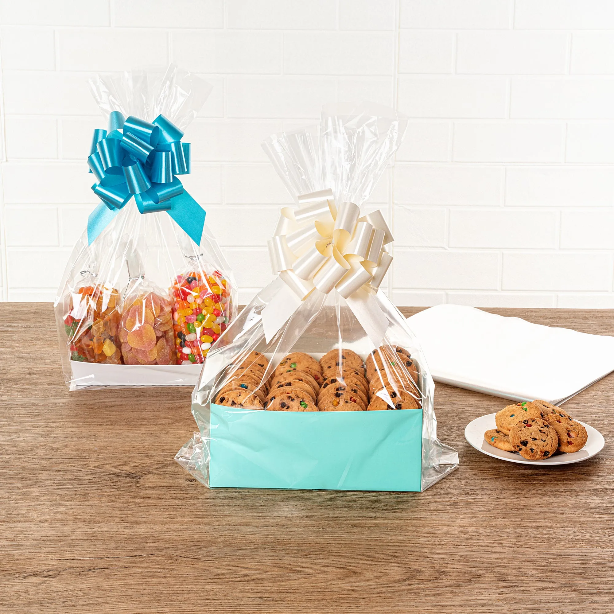 Bag Tek Clear Plastic Gift Basket Bag - Gusseted - 12" x 4" x 20" - 100 count box