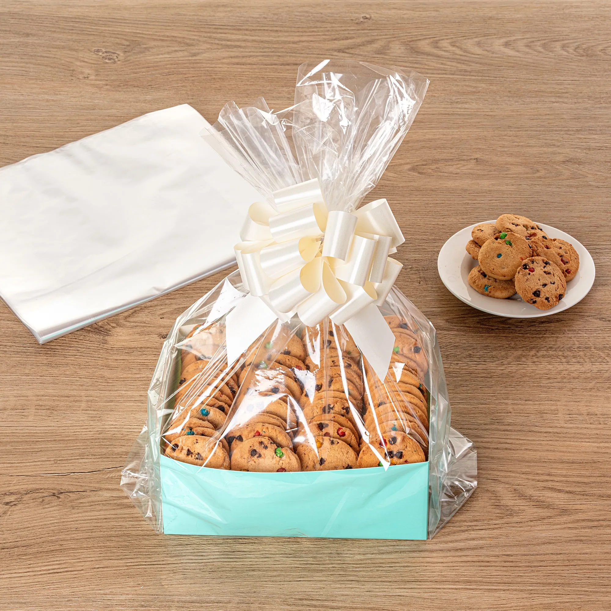 Bag Tek Clear Plastic Gift Basket Bag - Gusseted - 12" x 4" x 20" - 100 count box
