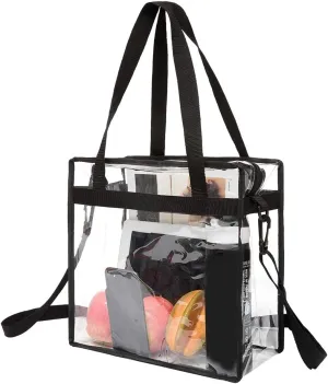 BAGAIL Clear Bags Stadium Approved Clear Tote Bag with Zipper Closure Crossbody Messenger Shoulder Bag with Adjustable Strap