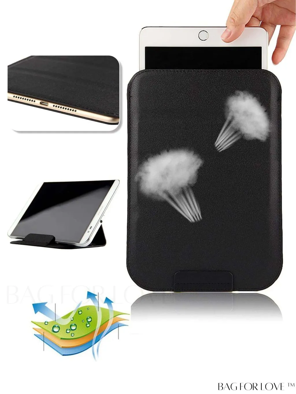 BagForLove - 10 Inch Foldable Tablet Bag with Bracket Sleeve - College Dorm Must-Have