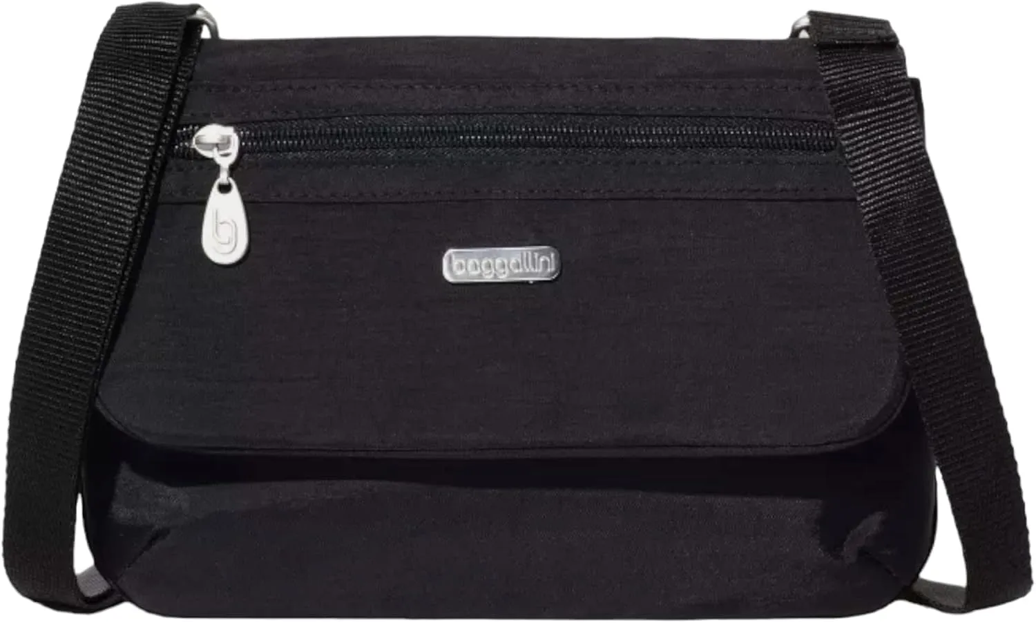 Baggallini Flap 2 It East-West Crossbody Bag (Black)