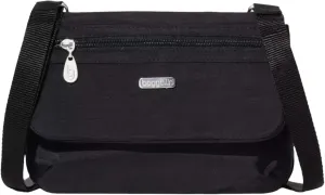 Baggallini Flap 2 It East-West Crossbody Bag (Black)