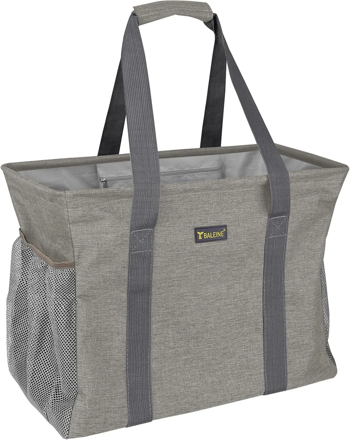 BALEINE Extra Large Utility Tote Bag with Wire Frame for Storage (Beige, 16.5''x14''x10'')