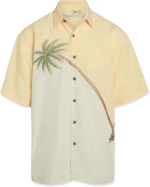 Bamboo Cay Mens Short Sleeve Hurricane Palm Casual Embroidered Woven Shirt
