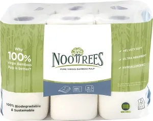 Bamboo Toilet Tissue, Tree Free, 100% Biodegradable, Sustainable, Renewable and FSC Certified 3-ply Toilet Paper, 220 Sheets, 12 Rolls, Pack of 1