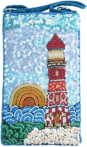 Bamboo Trading Lighthouse with Shells Club Bag, 7.5-inch Height, Women Accessories, Fashion, Travel Bag