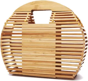Bamboo Woven Bag Women's Handbag Tote Bamboo Bag Cosmetic Bag Beach Bag Beach Vacation Bag