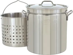 Bayou Classic 1136 36-qt Stainless Stockpot w/Vented Lid and Stainless Perforated Basket Features Stainless Welded Handles Perfect For Steaming Boiling or Frying