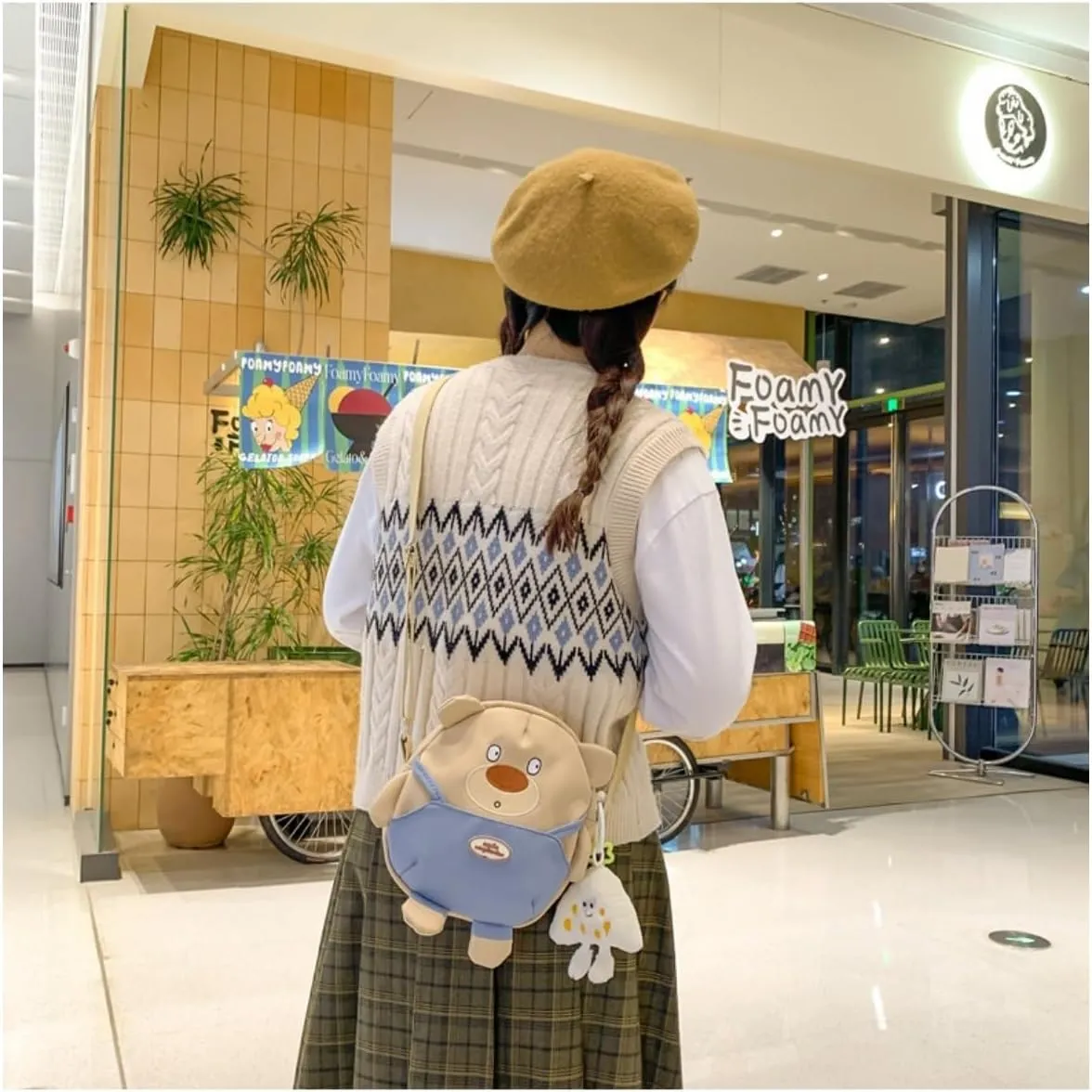 Bear Crossbody Bag Cartoon Anime Cute Crossbody Bag Casual Messenger Bag Shoulder Bag