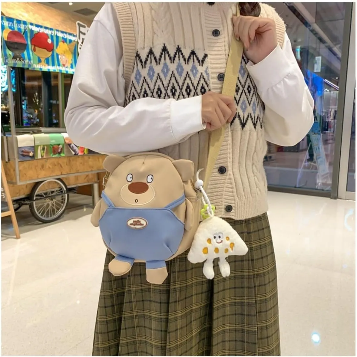 Bear Crossbody Bag Cartoon Anime Cute Crossbody Bag Casual Messenger Bag Shoulder Bag