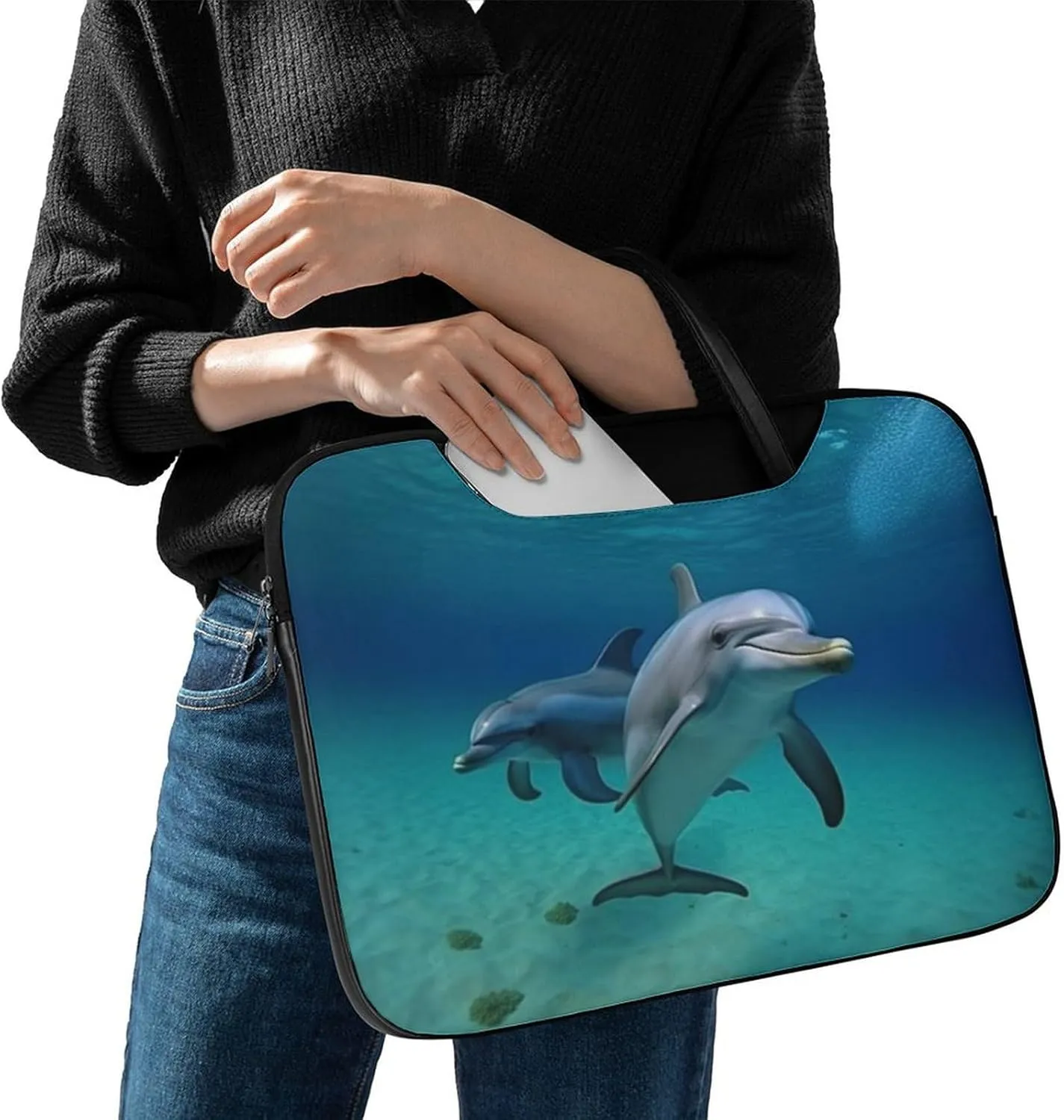 Beautiful Sunflower Laptop Bag for Women Handheld Leather Computer Bag Laptop Messenger Bag Briefcase
