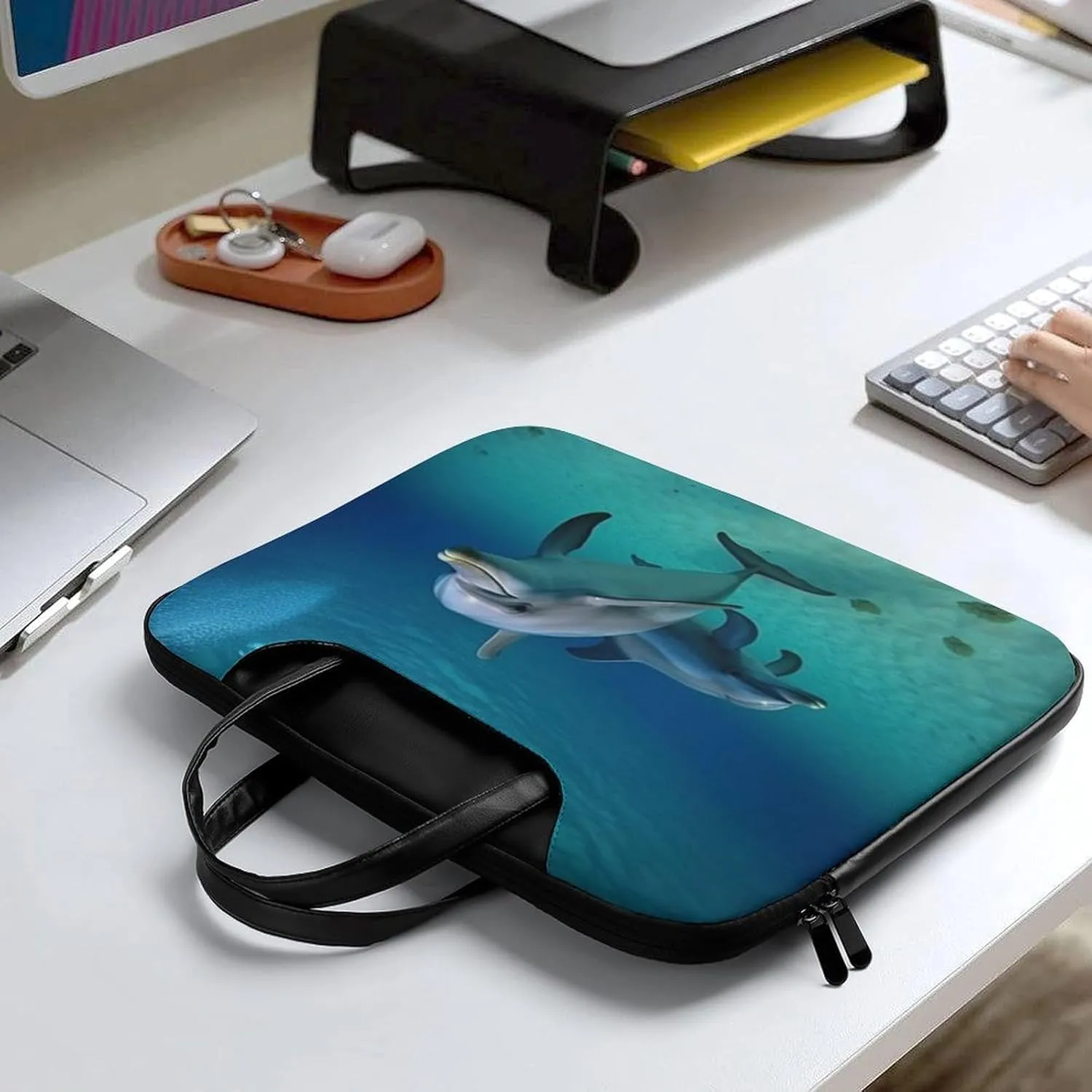 Beautiful Sunflower Laptop Bag for Women Handheld Leather Computer Bag Laptop Messenger Bag Briefcase