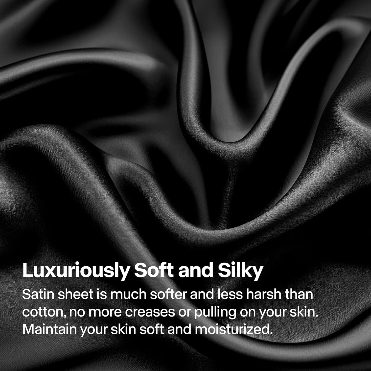 BEDELITE Satin Sheets Queen Size Bed Set, Luxury Soft Black Silky Sheets for Hair and Skin, Similar to Silk Bed Sheets Set 4 Pieces with 1 Deep Pocket Fitted Sheet, 1 Flat Sheet, and 2 Pillowcases