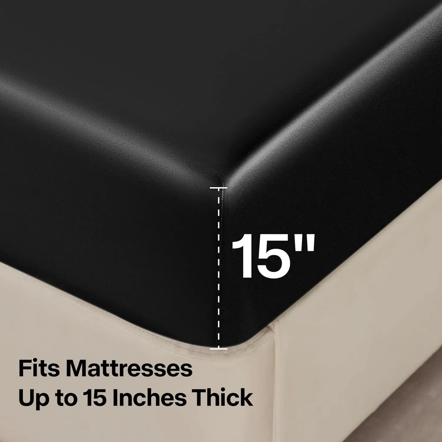 BEDELITE Satin Sheets Queen Size Bed Set, Luxury Soft Black Silky Sheets for Hair and Skin, Similar to Silk Bed Sheets Set 4 Pieces with 1 Deep Pocket Fitted Sheet, 1 Flat Sheet, and 2 Pillowcases
