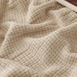 Bedsure 100% Cotton Blanket King Size for Bed - Breathable and Lightweight, Soft Cozy Basket Woven Blanket for Summer, Tan, 108x90 inches