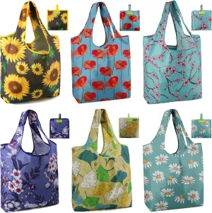 BeeGreen Reusable Grocery Bags 6 Pack Foldable Tote Bag For Women with Pouch Bulk X-Large 50Lbs Machine Washable Grocery Bags for Men Shopping Bags Tote Bag Gifts