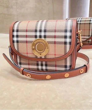 beige Shipping updates burberry Compact check bag messenger elizabeth