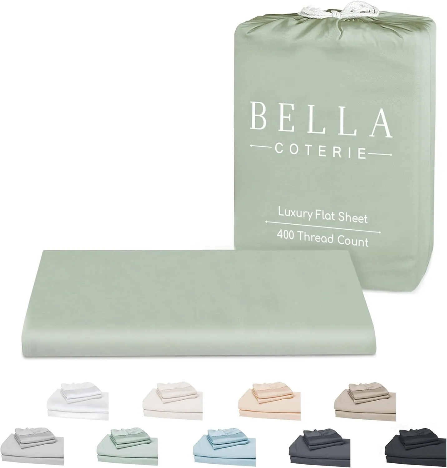 Bella Coterie Luxury Bamboo Queen Size Flat Sheet | 100% Organically Grown Bamboo Viscose | Ultra Soft | Cooling for Hot Sleepers [Sea Glass]