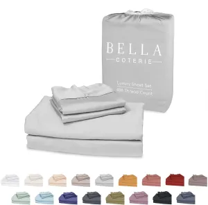 Bella Coterie Luxury Bamboo Viscose King Size Sheet Set | 100% Organically Grown | Ultra Soft | Cooling for Hot Sleepers | 18" Deep Pocket [Grey Mist]