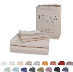 Bella Coterie Luxury Bamboo Viscose Queen Size Sheet Set | 100% Organically Grown | Ultra Soft | Cooling for Hot Sleepers | 18" Deep Pocket [Dune]