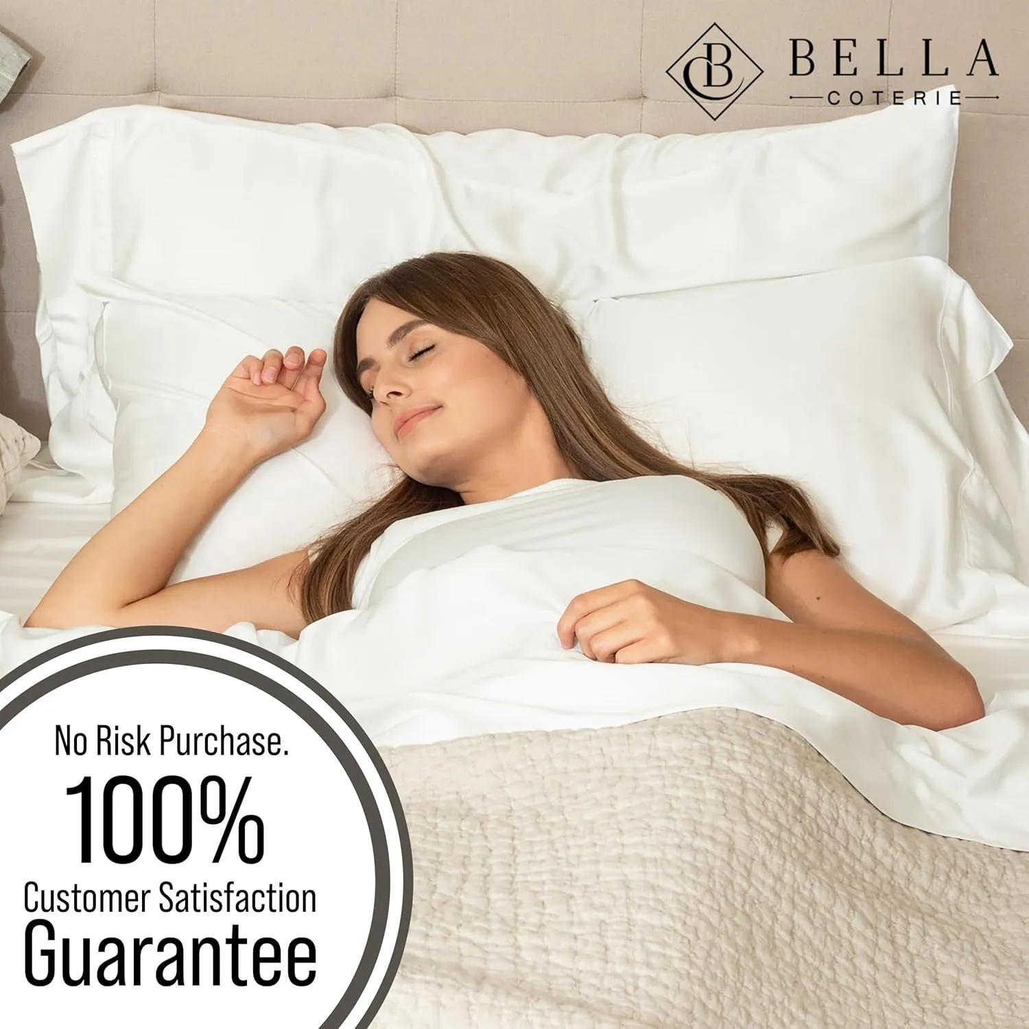 Bella Coterie Luxury Bamboo Viscose Queen Size Sheet Set | 100% Organically Grown | Ultra Soft | Cooling for Hot Sleepers | 18" Deep Pocket [White]