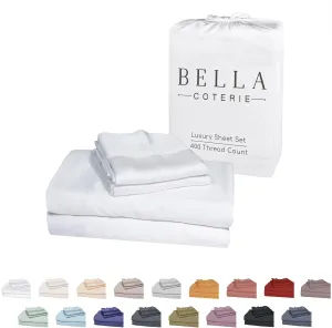 Bella Coterie Luxury Bamboo Viscose Queen Size Sheet Set | 100% Organically Grown | Ultra Soft | Cooling for Hot Sleepers | 18" Deep Pocket [White]