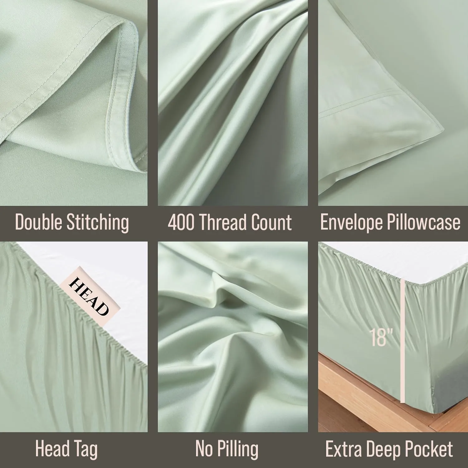 Bella Coterie Luxury Bamboo Viscose Split King Size Sheet Set | 100% Organically Grown | Ultra Soft | Cooling for Hot Sleepers | 18" Deep Pocket [Sea Glass]
