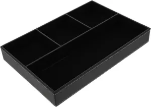 BESPORTBLE Jewelry Valet Tray Jewelry Trays Desk Organizer Catch Black Multi Compartments Basket