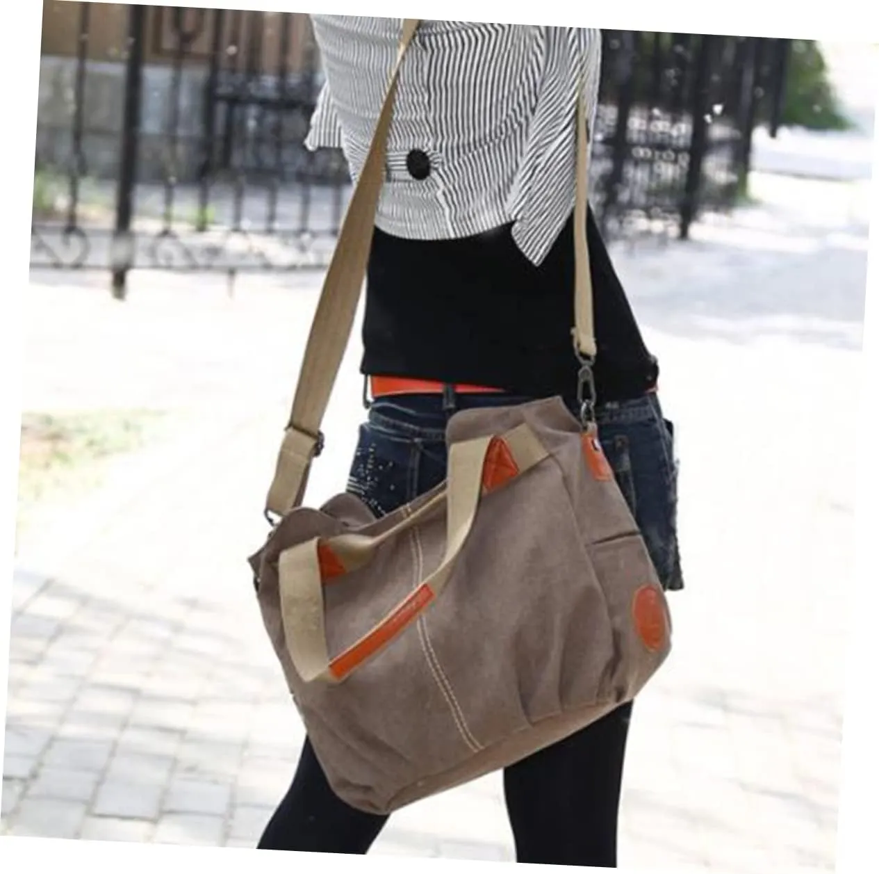 BESPORTBLE Women Handbag Strap Shoulder Canvas Small Duffle Bag Women Large Capacity Tote Shopping Bag Brown