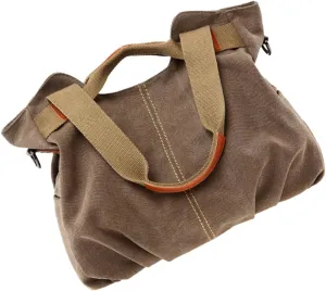 BESPORTBLE Women Handbag Strap Shoulder Canvas Small Duffle Bag Women Large Capacity Tote Shopping Bag Brown
