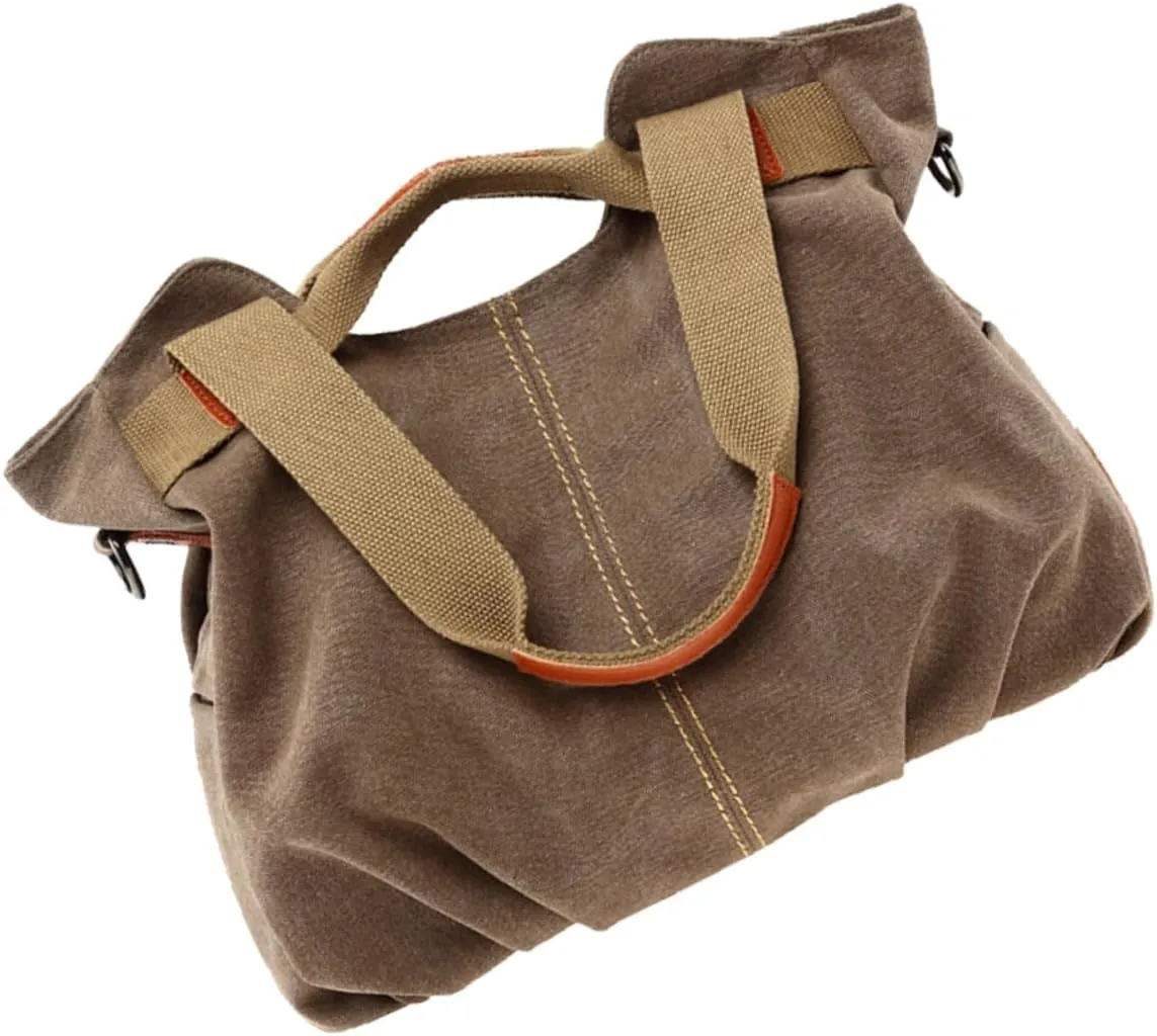 BESPORTBLE Women Handbag Strap Shoulder Canvas Small Duffle Bag Women Large Capacity Tote Shopping Bag Brown
