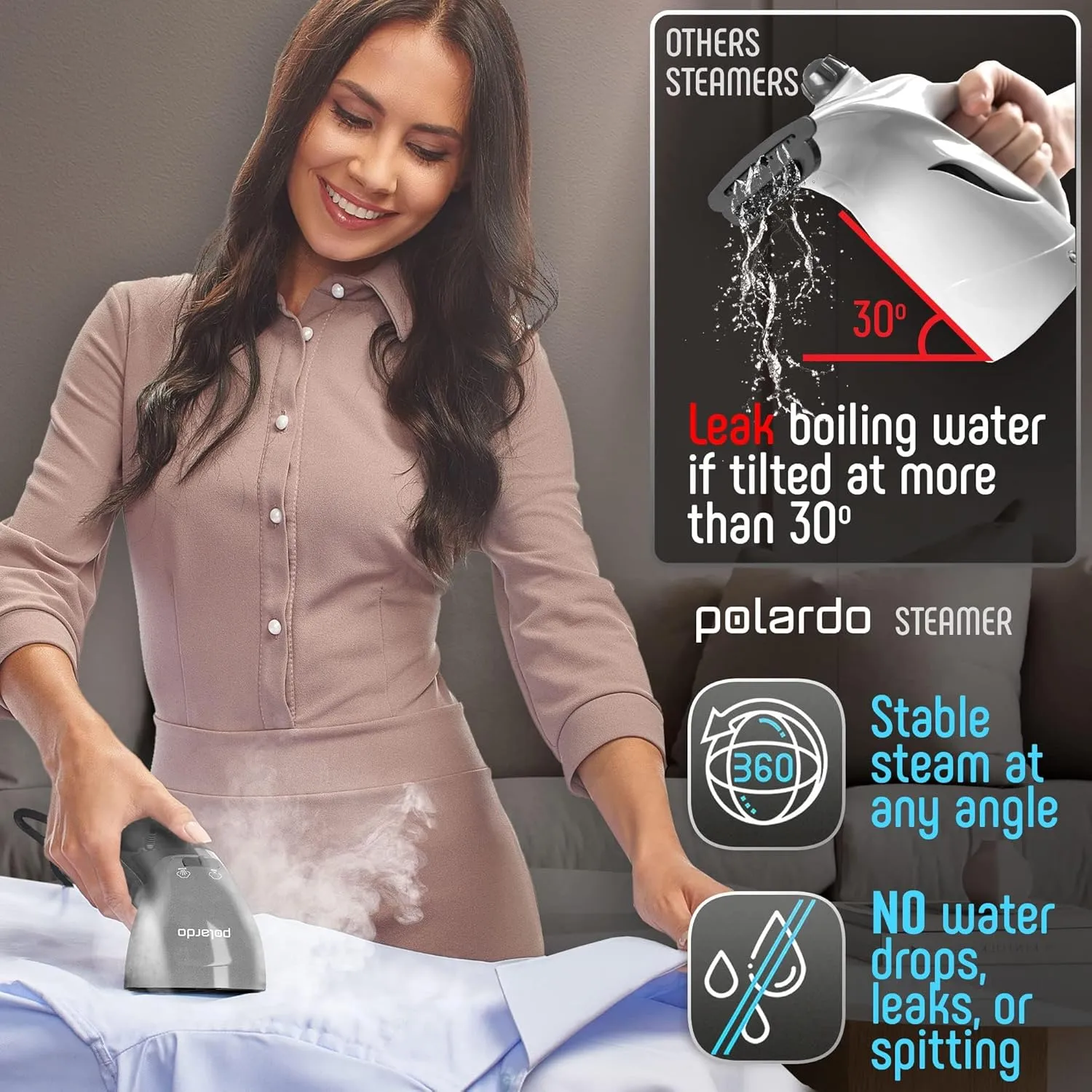 Best Steamer for Clothes, Hand Held Portable Travel Garment Steamer, Metal Steam Head, 25s Heat Up, Pump System, Mini Size, Handheld Steamer for Any Fabrics, No Water Spitting (120, Volts)